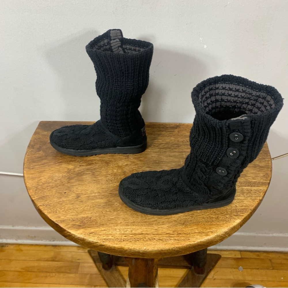 UGG Black Knit Button Boots - Picture 5 of 8